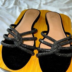 Embellished Sandals. Evening elegant flat sandal.